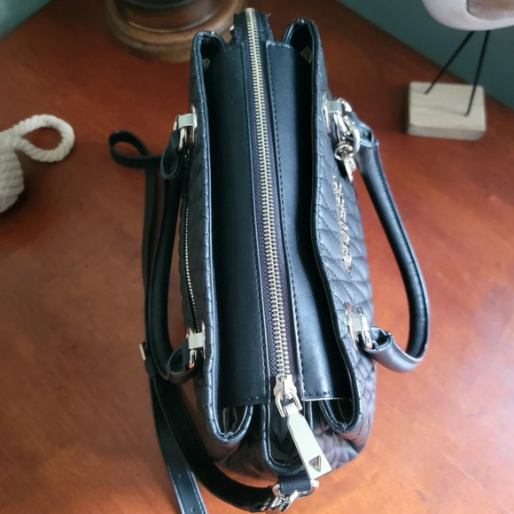 Guess Brinkley Triple Compartment Satchel in Black Faux Leather - Picture 11 of 15